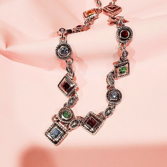 Lovely Multi Gemstones Silver Necklace🌴 - Picture 3 of 5